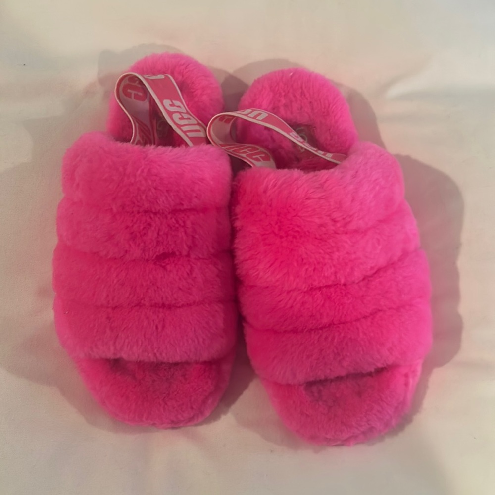 Ugg furry pink slippers